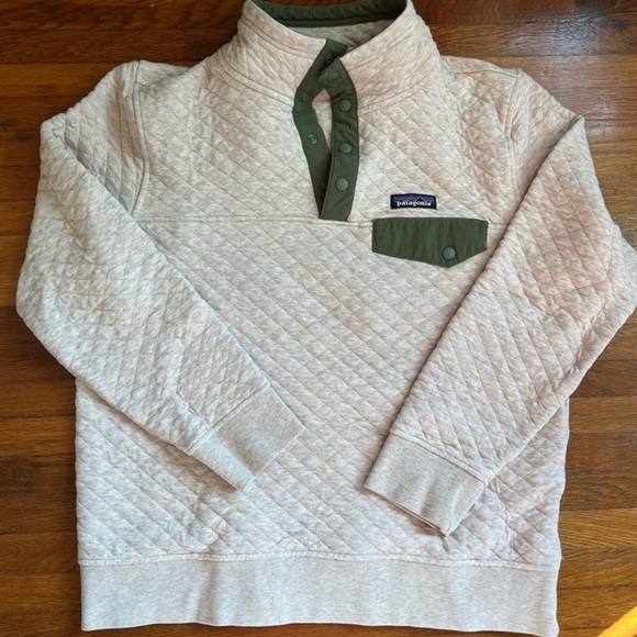 Patagonia Sweaters - Sage + Cream Quilted 3/4 Button Patagonia Pullover Sweater